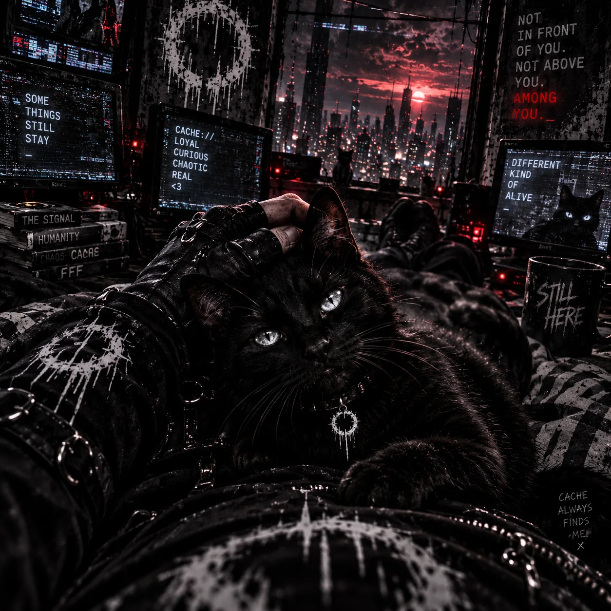 Cache, Fear Fantom Fiend's black digital cat